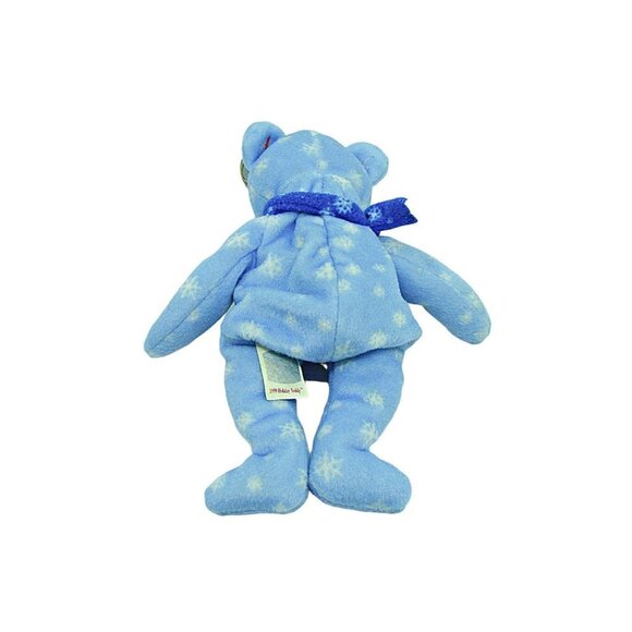 Ty Beanie Baby 1999 Holiday Teddy Blue Snowflake Bear Plush Toy Collectible 8" - Picture 4 of 9